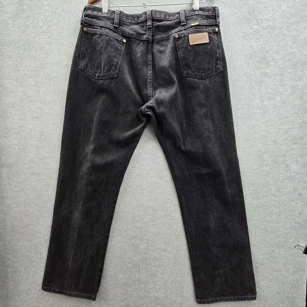 VINTAGE Wrangler Men Jeans 36X30 Black Denim 13MWZWK Cowboy Cut Original 90s USA